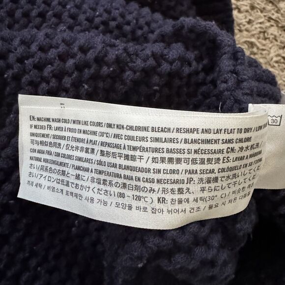 Vintage Abercrombie & Fitch Navy Blue Waffle Weave Tie Sweater Women's Size S - Picture 5 of 7